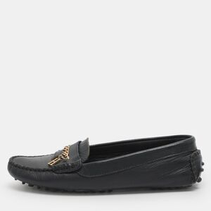 Ch Carolina Herrera Ch Logo Size 38 Navy Blue Leather Loafers